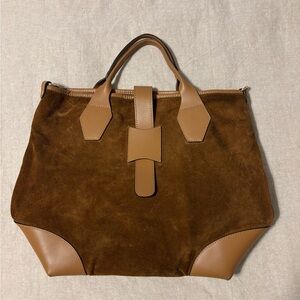 Amerai  Italian Leather
Suede Boho Lagenlook Tote Bag, Brown